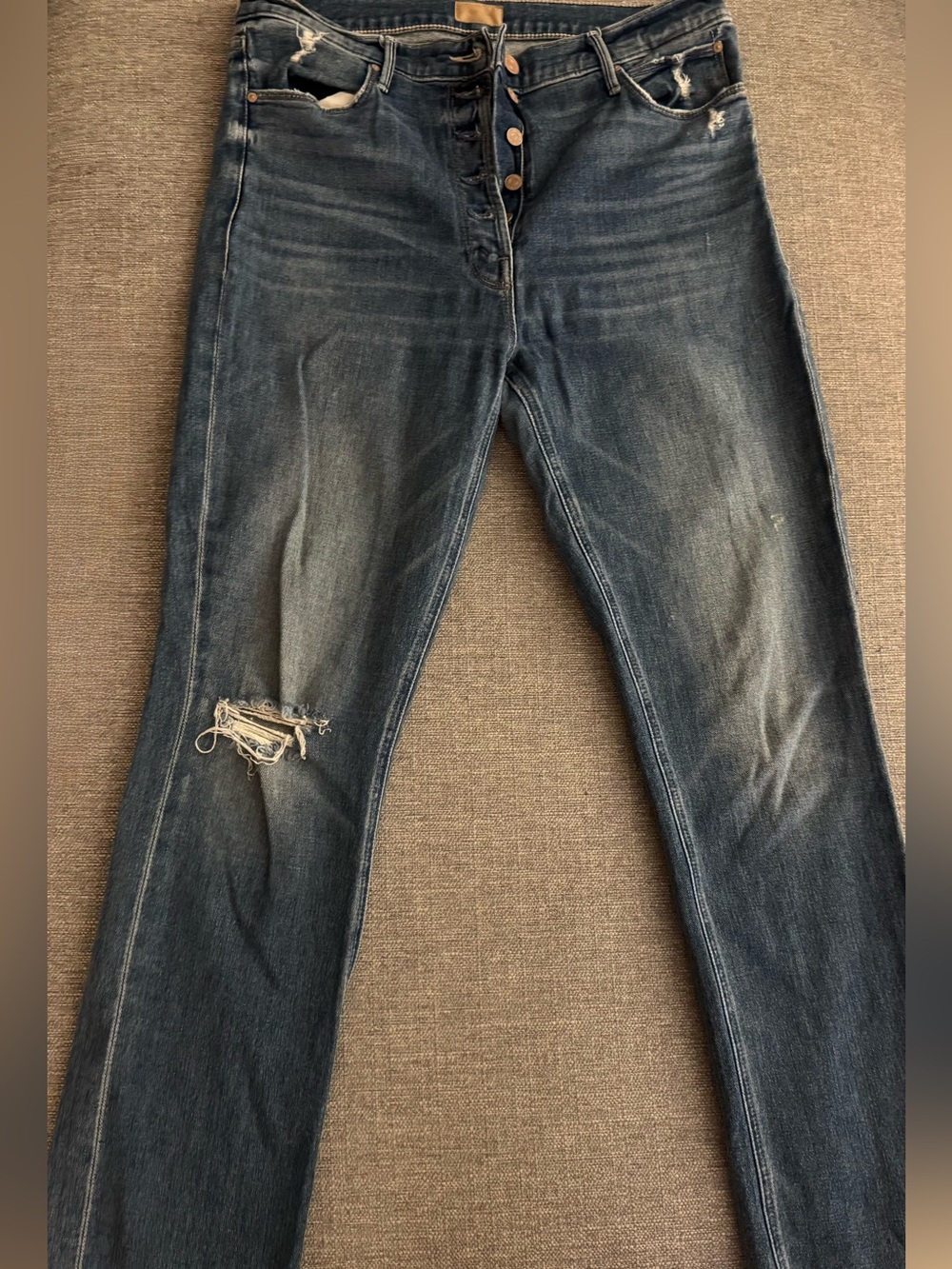 MOTHER The Pixie Dazzler Ankle Fray Straight Leg Jeans Love Pop Size 31